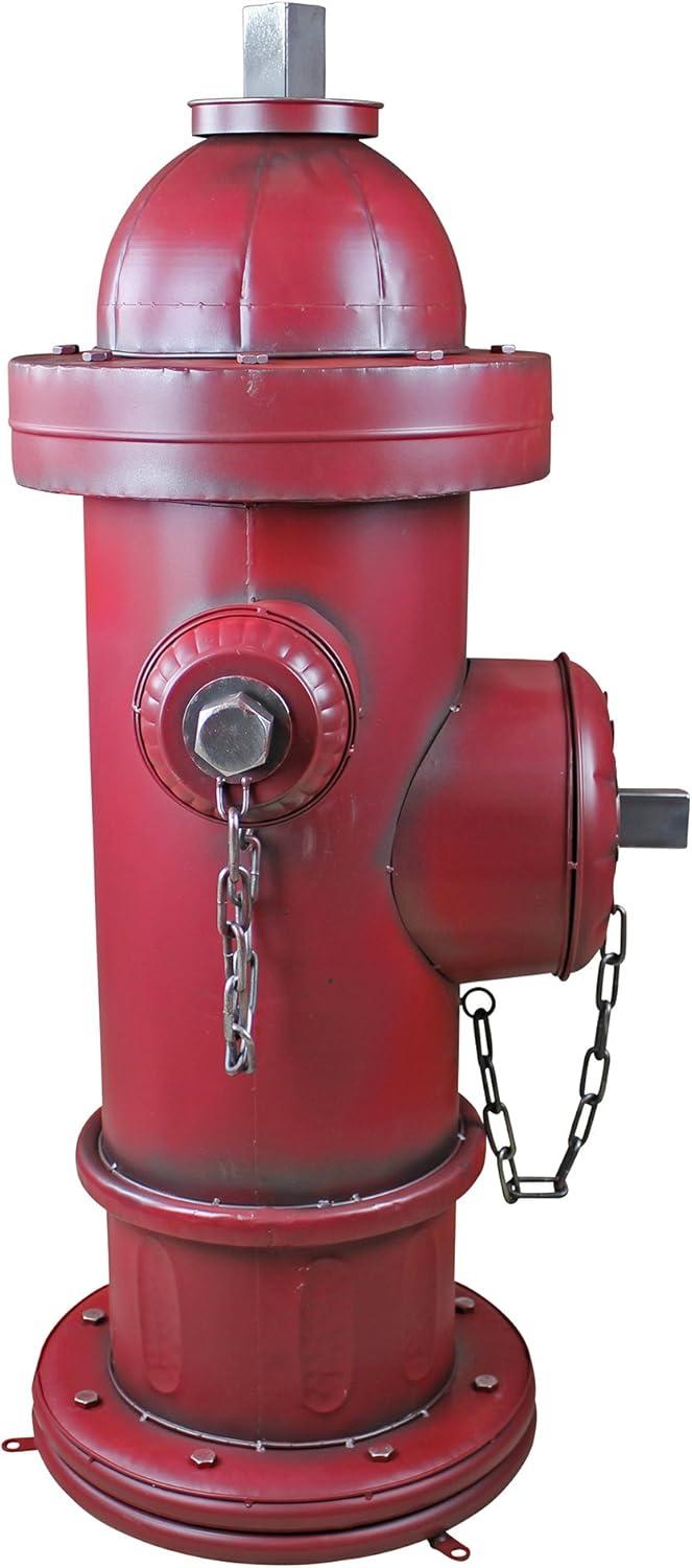 imageDesign Toscano Fire Hydrant Statue Puppy Pee Post and Pet Storage Container IndoorOutdoor Medium 18 Inch Tall Metal Rustic Red PaintFire Hydrant