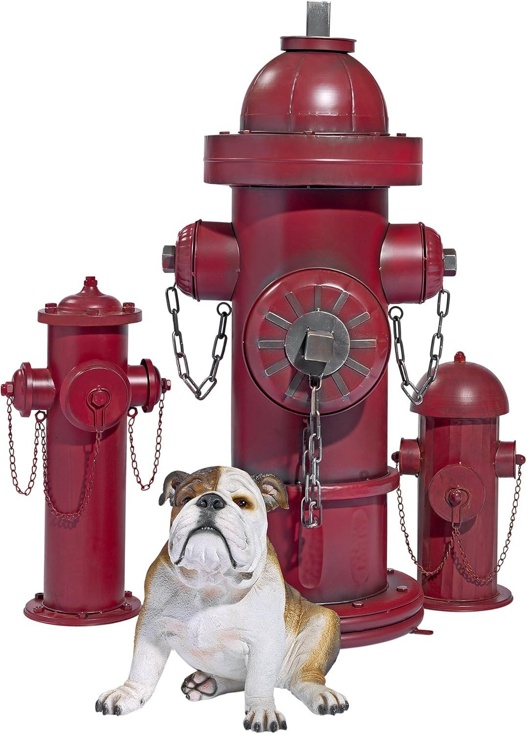 imageDesign Toscano Fire Hydrant Statue Puppy Pee Post and Pet Storage Container IndoorOutdoor Medium 18 Inch Tall Metal Rustic Red PaintFire Hydrant