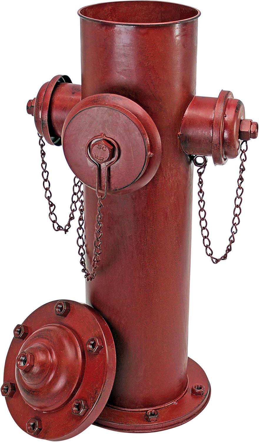 imageDesign Toscano Fire Hydrant Statue Puppy Pee Post and Pet Storage Container IndoorOutdoor Medium 18 Inch Tall Metal Rustic Red PaintFire Hydrant