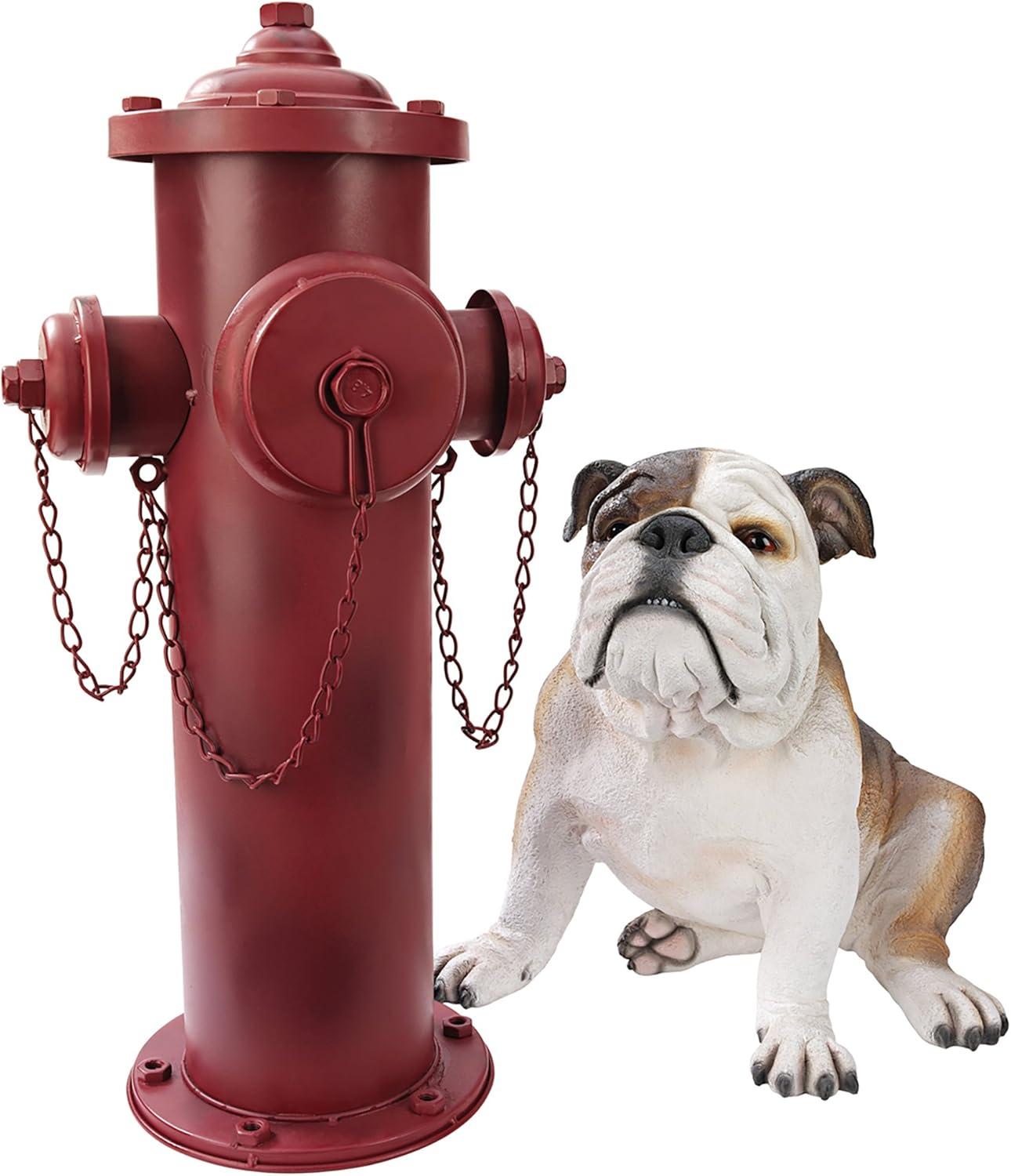 imageDesign Toscano Fire Hydrant Statue Puppy Pee Post and Pet Storage Container IndoorOutdoor Medium 18 Inch Tall Metal Rustic Red PaintFire Hydrant