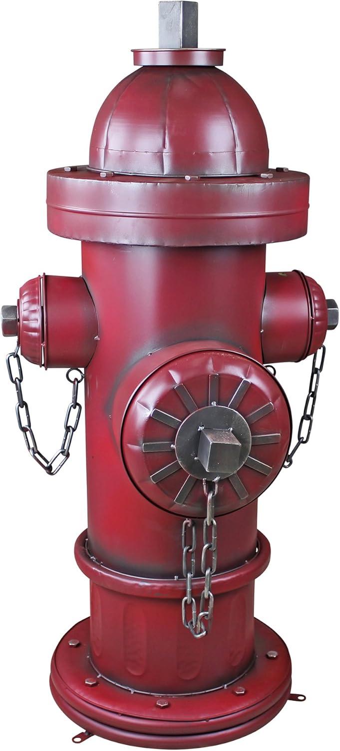 imageDesign Toscano Fire Hydrant Statue Puppy Pee Post and Pet Storage Container IndoorOutdoor Medium 18 Inch Tall Metal Rustic Red PaintFire Hydrant