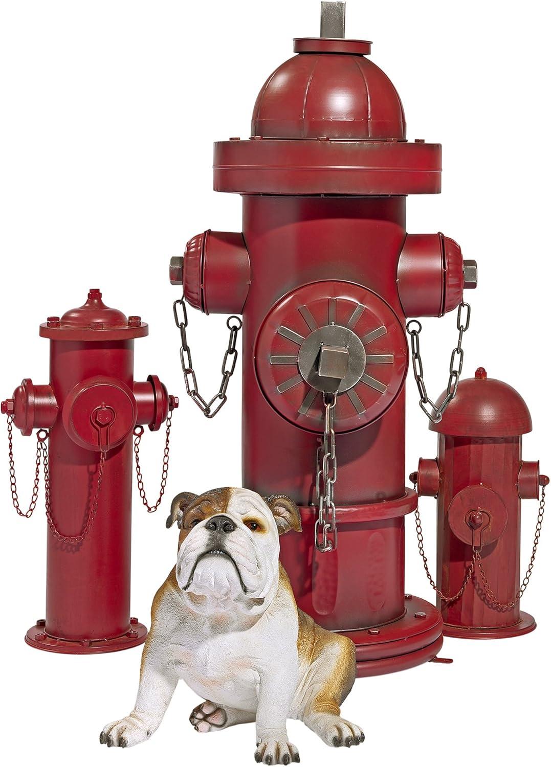 imageDesign Toscano Fire Hydrant Statue Puppy Pee Post and Pet Storage Container IndoorOutdoor Medium 18 Inch Tall Metal Rustic Red PaintFire Hydrant