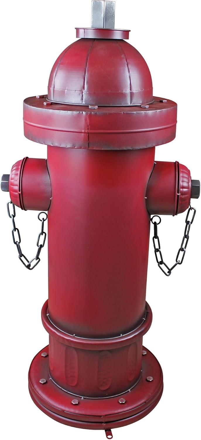 imageDesign Toscano Fire Hydrant Statue Puppy Pee Post and Pet Storage Container IndoorOutdoor Medium 18 Inch Tall Metal Rustic Red PaintFire Hydrant