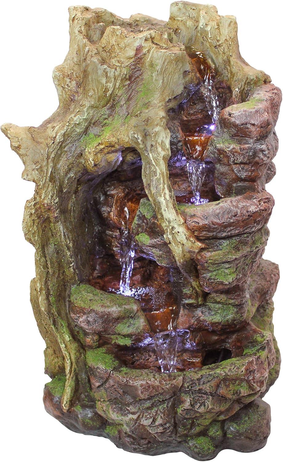 imageDesign Toscano QN164017 Water Fountain with LED Light  Willow Bend Garden Decor Fountain  Outdoor Water Feature Multicolored 10quotW x 10quotD x 18quotHMulticolored