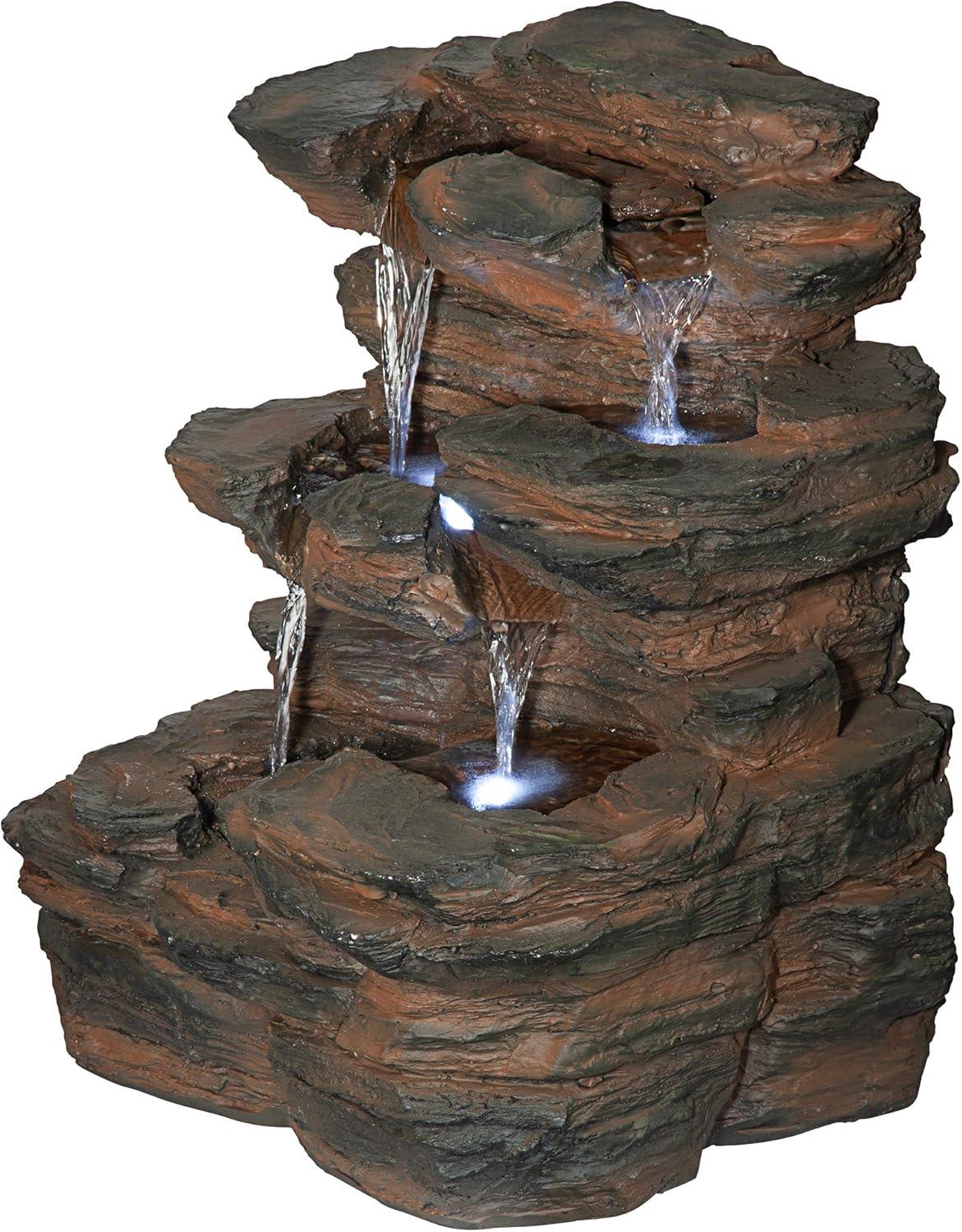imageDesign Toscano QN164017 Water Fountain with LED Light  Willow Bend Garden Decor Fountain  Outdoor Water Feature Multicolored 10quotW x 10quotD x 18quotHFaux Stone