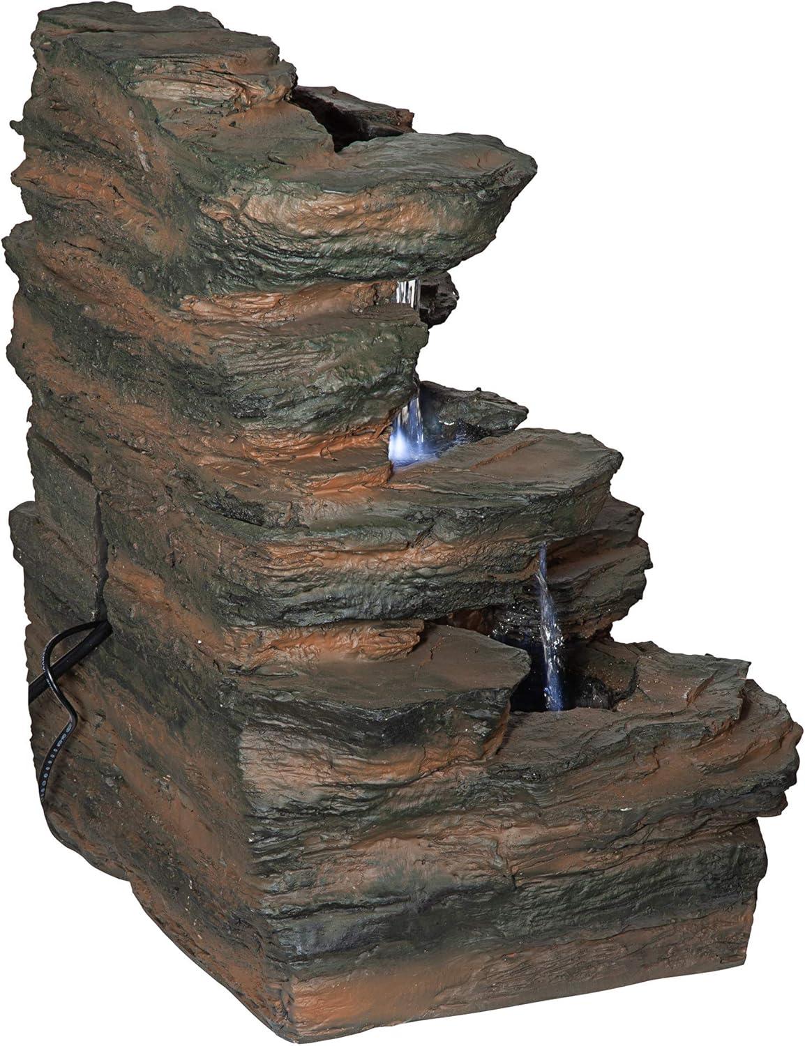 imageDesign Toscano QN164017 Water Fountain with LED Light  Willow Bend Garden Decor Fountain  Outdoor Water Feature Multicolored 10quotW x 10quotD x 18quotHFaux Stone