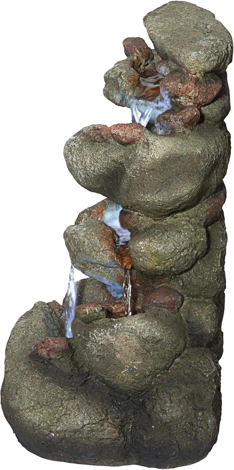 imageDesign Toscano QN164017 Water Fountain with LED Light  Willow Bend Garden Decor Fountain  Outdoor Water Feature Multicolored 10quotW x 10quotD x 18quotHFaux Stone