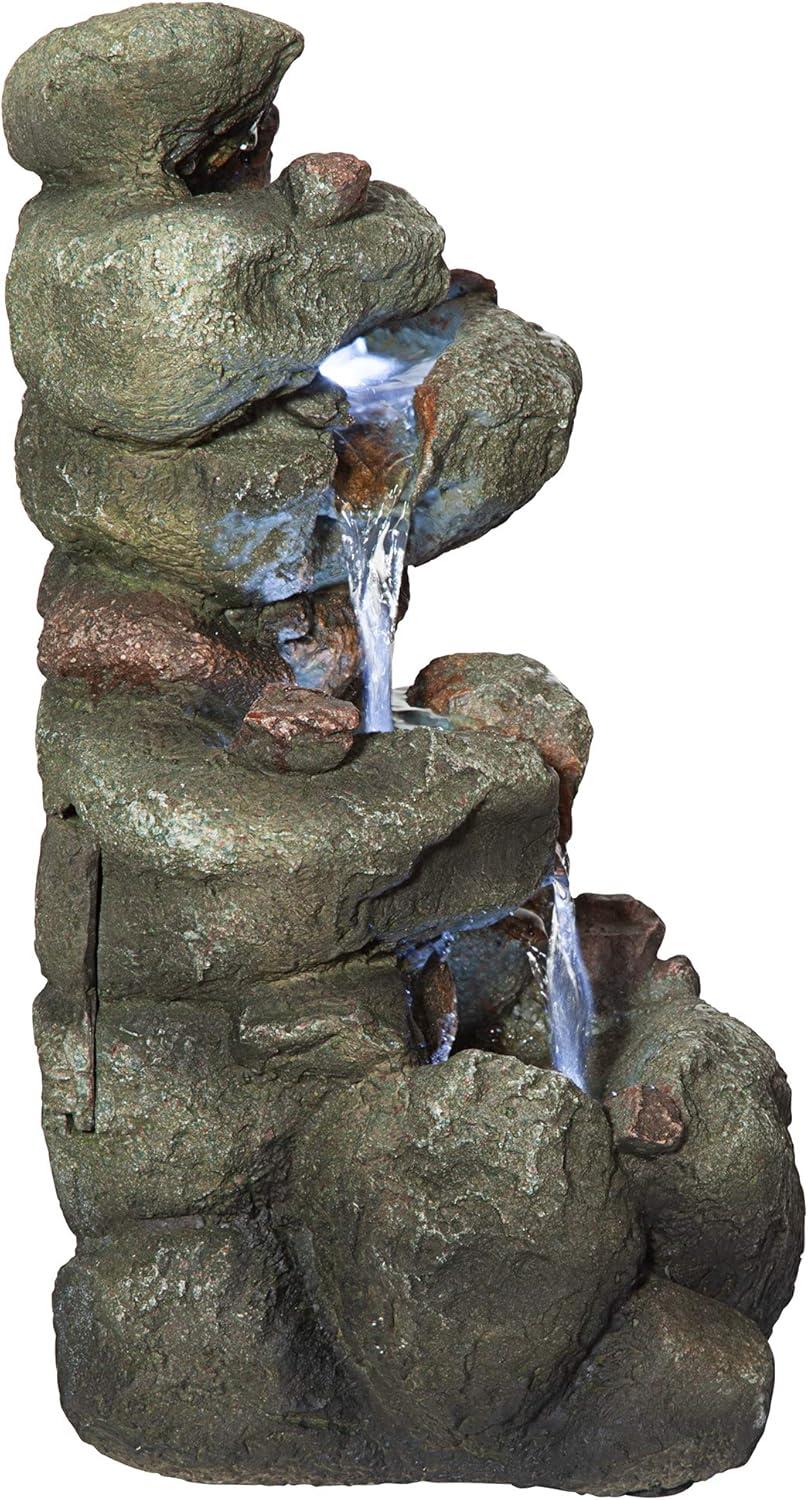imageDesign Toscano QN164017 Water Fountain with LED Light  Willow Bend Garden Decor Fountain  Outdoor Water Feature Multicolored 10quotW x 10quotD x 18quotHFaux Stone