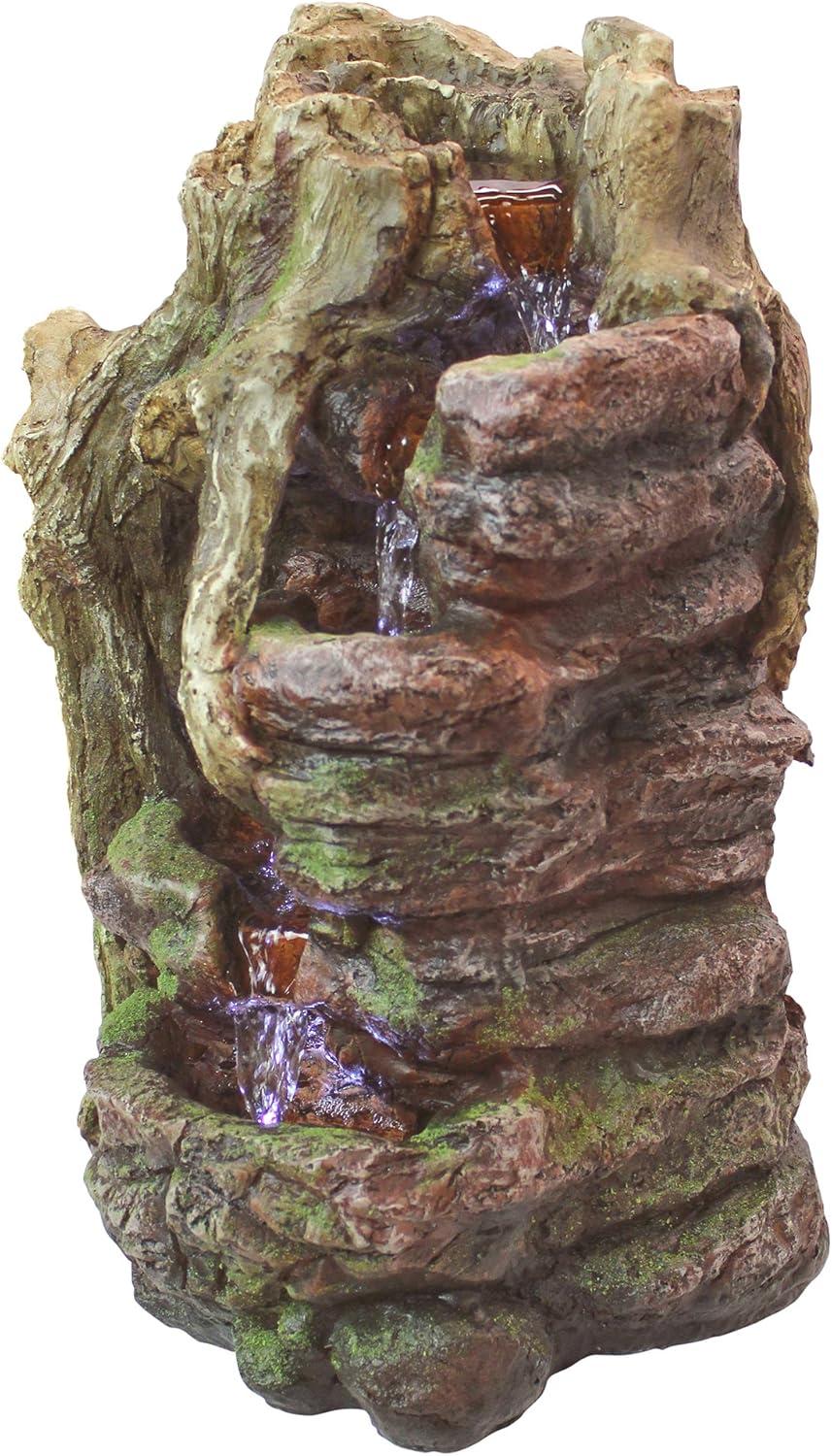 imageDesign Toscano QN164017 Water Fountain with LED Light  Willow Bend Garden Decor Fountain  Outdoor Water Feature Multicolored 10quotW x 10quotD x 18quotHMulticolored