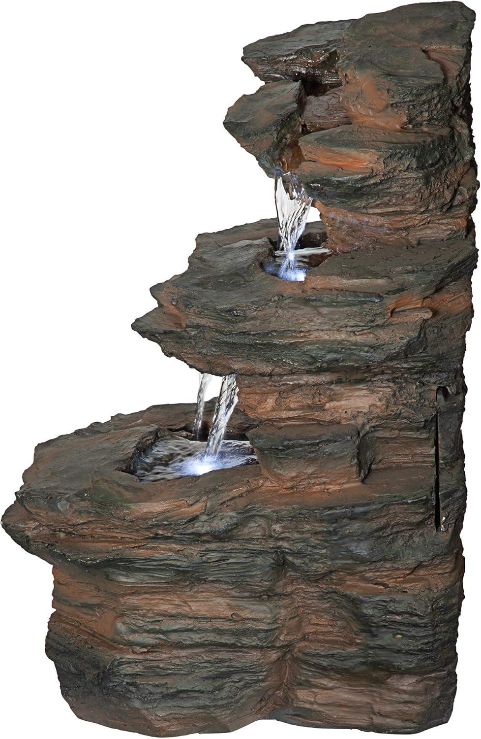 imageDesign Toscano QN164017 Water Fountain with LED Light  Willow Bend Garden Decor Fountain  Outdoor Water Feature Multicolored 10quotW x 10quotD x 18quotHFaux Stone