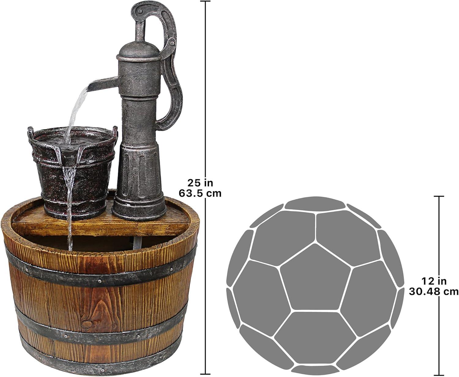 imageDesign Toscano SS11155 Water Fountain  Cistern Well Pump Wood Barrel Garden Decor Fountain  Outdoor Water Featurefull color