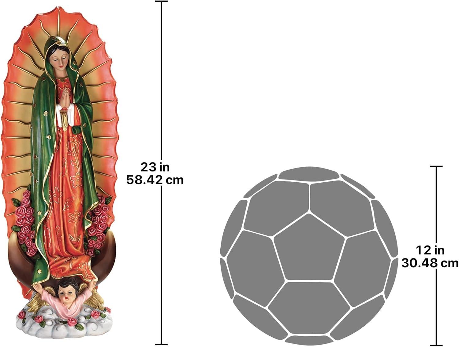 imageDesign Toscano Virgin of Guadalupe Religious IndoorOutdoor Garden Decor Statue Medium 23 Inch Tall Cast Stone Resin Full Color Painted Finish