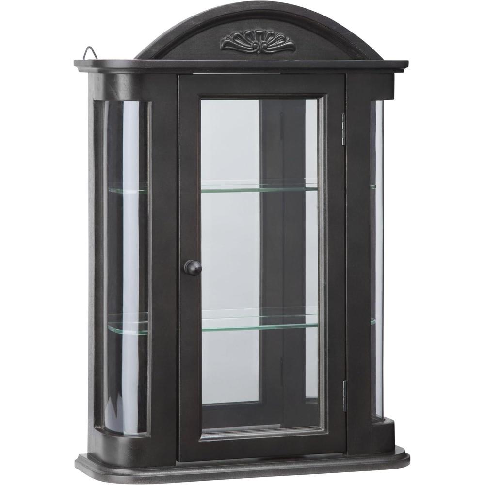 imageDesign Toscano Amesbury Manor Wall Curio Cabinet Lily WhiteBlack Rosedale Hardwood