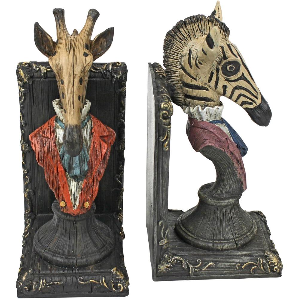 imageDesign Toscano Arthurian Knight BookendsGrey Stone8 Inch Set of TwoGiraffe and Zebra