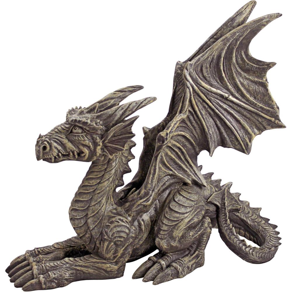imageDesign Toscano Benevolent Dragon Asian Garden Statue 27 Inch Resin Gray Stone FinishDesmond the Dragon