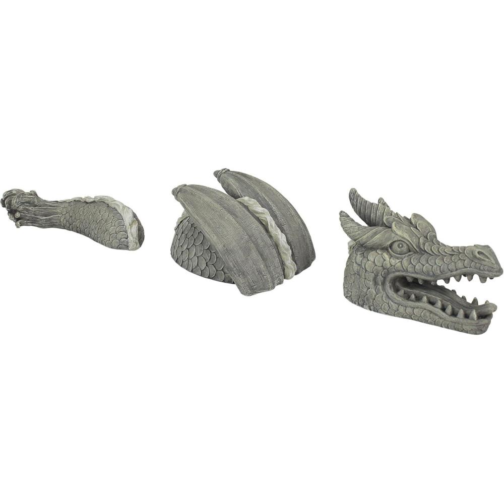 imageDesign Toscano Benevolent Dragon Asian Garden Statue 27 Inch Resin Gray Stone FinishMoat Monster Dragon