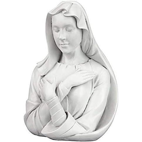 imageDesign Toscano Blessed Virgin Mary Bonded Marble Resin Statue LargeWhiteLady of Grace Bust Statue