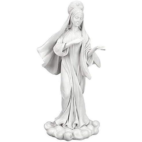 imageDesign Toscano Blessed Virgin Mary Bonded Marble Resin Statue LargeWhiteVirgin Mary on Cloud Large