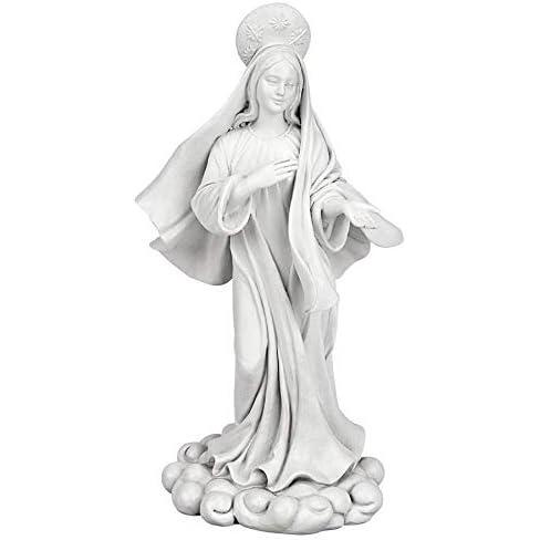 imageDesign Toscano Blessed Virgin Mary Bonded Marble Resin Statue LargeWhiteVirgin Mary on Cloud Medium