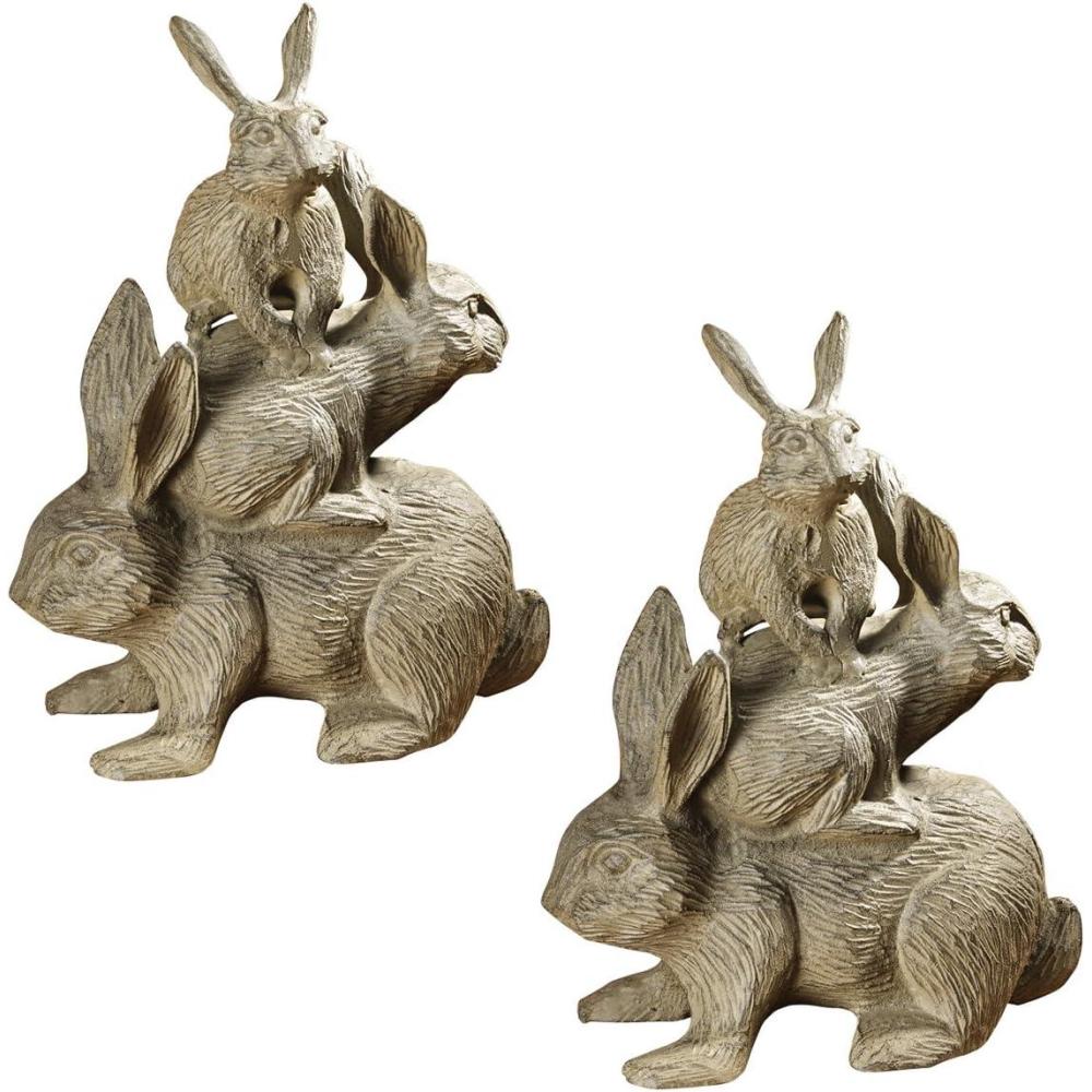 imageDesign Toscano Bunched Bunnies Cast Iron Statue BronzeSet of 2