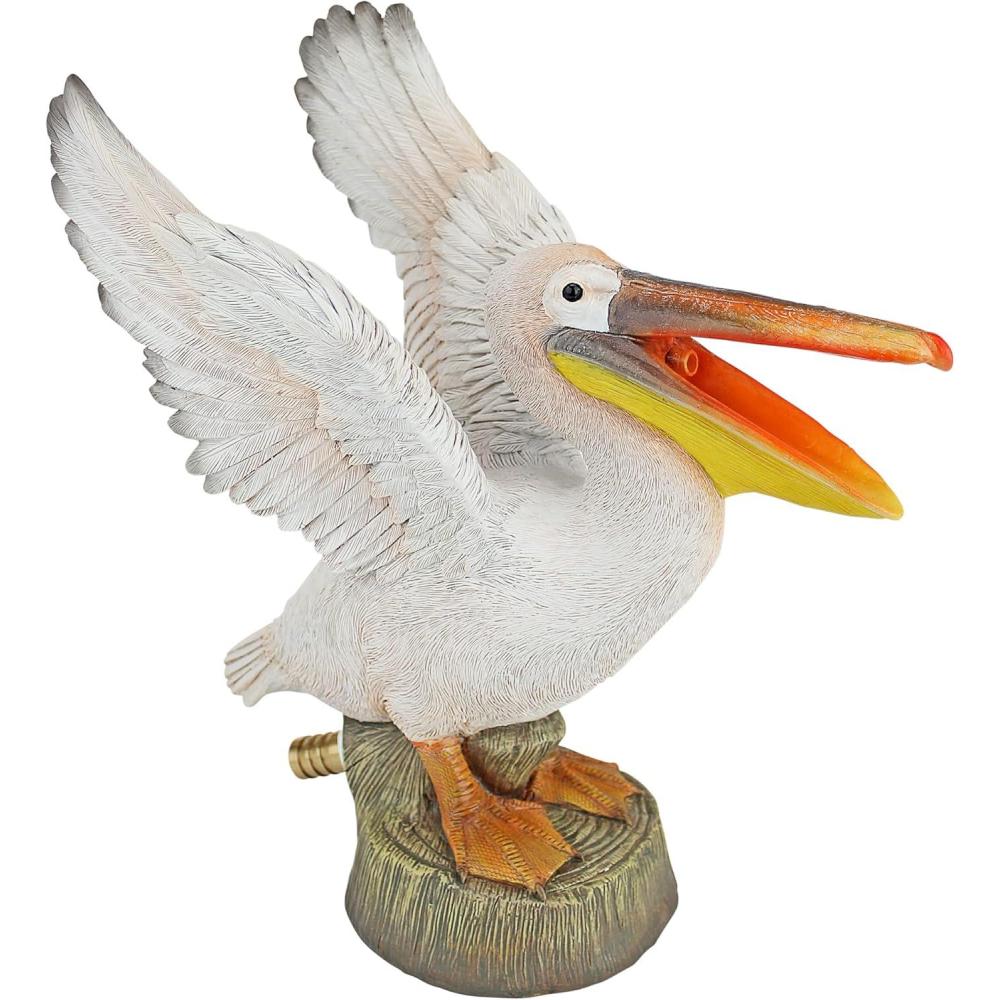imageDesign Toscano Coastal Decor Oceans Perch Pelicans Garden Bird Statue 9 Inch Wide 24 Inch Tall Cast Stone Resin Full Color FinishOceanside