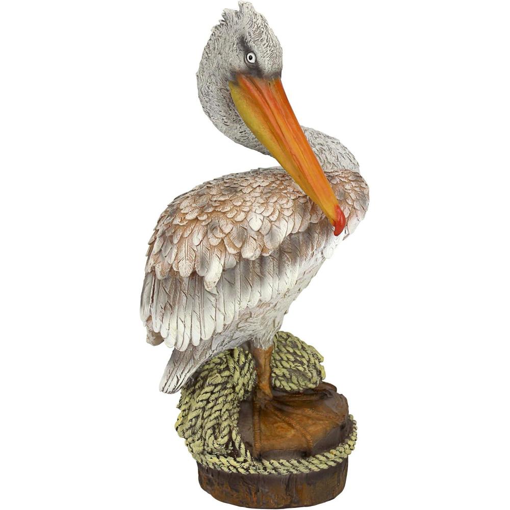 imageDesign Toscano Coastal Decor Oceans Perch Pelicans Garden Bird Statue 9 Inch Wide 24 Inch Tall Cast Stone Resin Full Color FinishPier 51