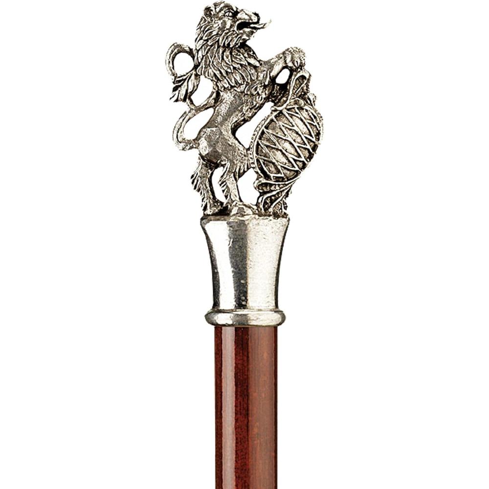 imageDesign Toscano Cobra Pewter Walking StickHeraldic Lion Pewter Handle and Hardwood Cane