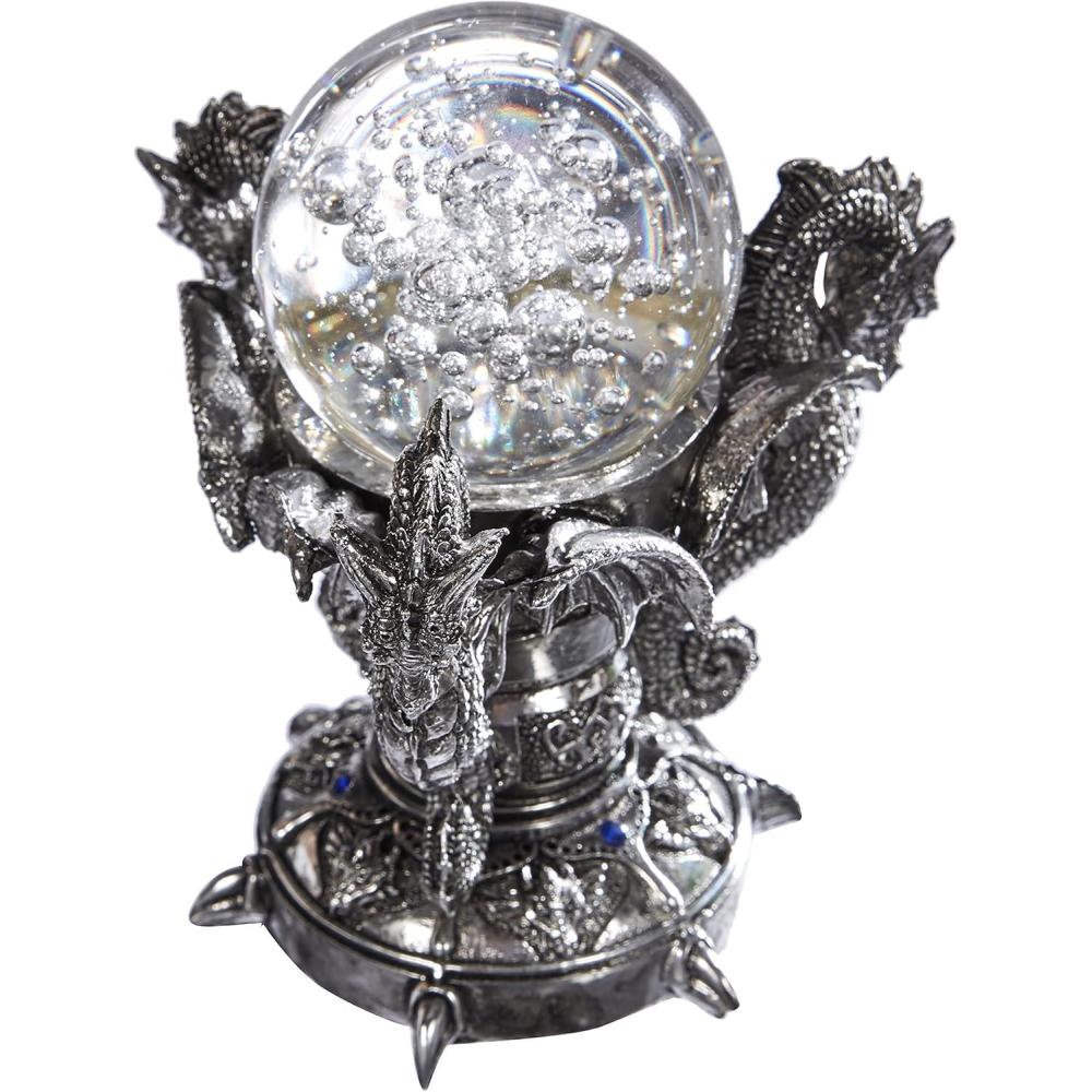 imageDesign Toscano Dragons of Corfu Castle Gothic Decor Statue Globe Figurine 5 Inch Polyresin and Glass Silver ChromeOld World