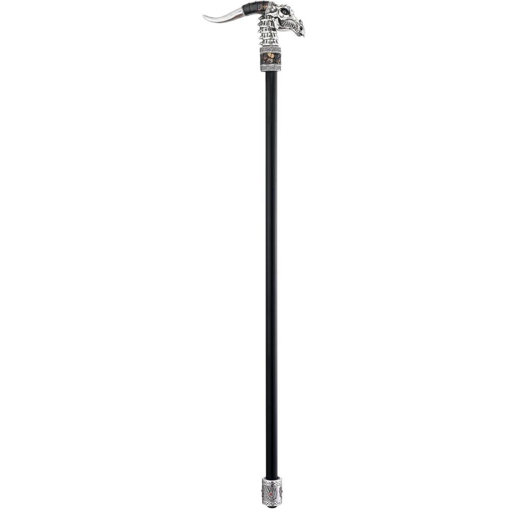 imageDesign Toscano Dragonsthorne Nebula Dragon Gothic Walking Stick Swagger Cane 38 Inch Polyresin Silver and BlackNebula