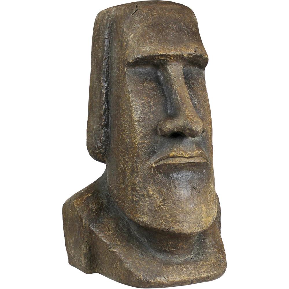 imageDesign Toscano Easter Island Ahu Akivi Moai Monolith Garden Statue Desktop 9 Inch Cast Stone Resin Grey Stone32 in