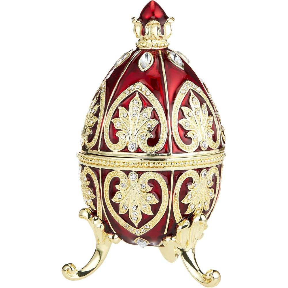 imageDesign Toscano FH21487 Alexander Palace Collection Polotsk Romanov Style Collectible Enameled Egg 4 Inch Pewter Red and GoldPolotsk