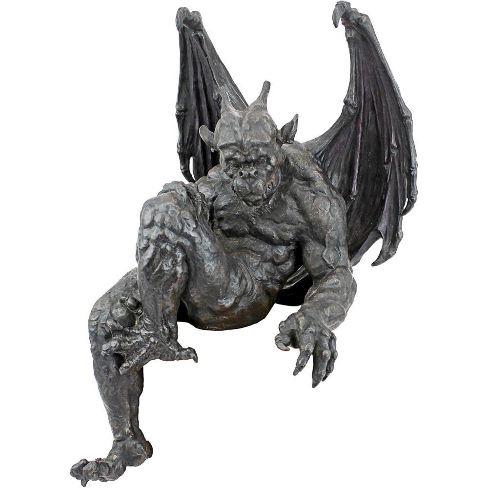 imageDesign Toscano Gaston the Gothic Gargoyle Climber Wall Mount Hanging Statue Large 16 Inches Tall Cast Stone Resin Gothic StoneOld Studley Castle Gargoyle Sitter Statue