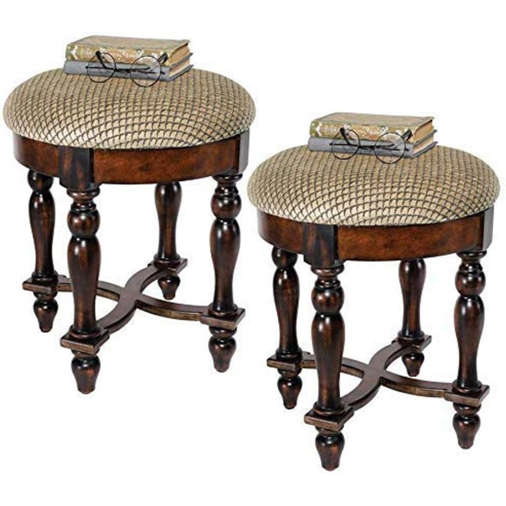imageDesign Toscano Grand Duchess Vanity Stool 17 Inch WalnutSet of 2