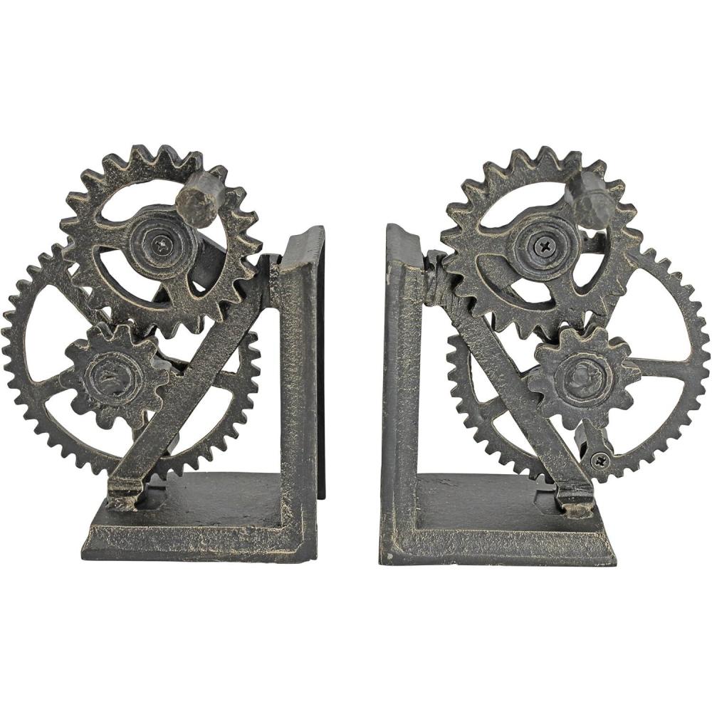 imageDesign Toscano Industrial Gear Sculptural Iron Bookends