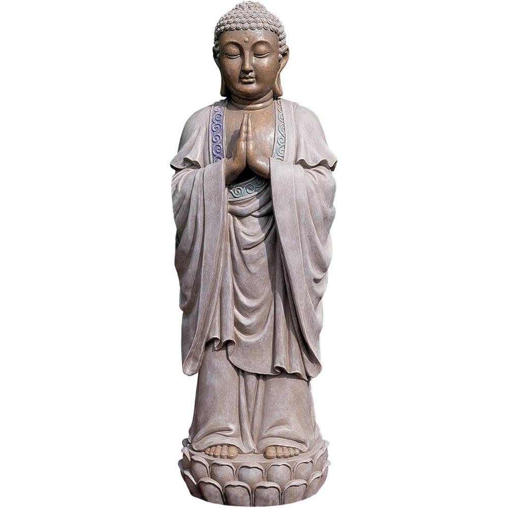 imageDesign Toscano Jolly Hotei Laughing Man Asian Decor IndoorOutdoor Garden Statue 26 inches tall Cast Stone Resin Two Tone Stone FinishBodh Gaya Buddha
