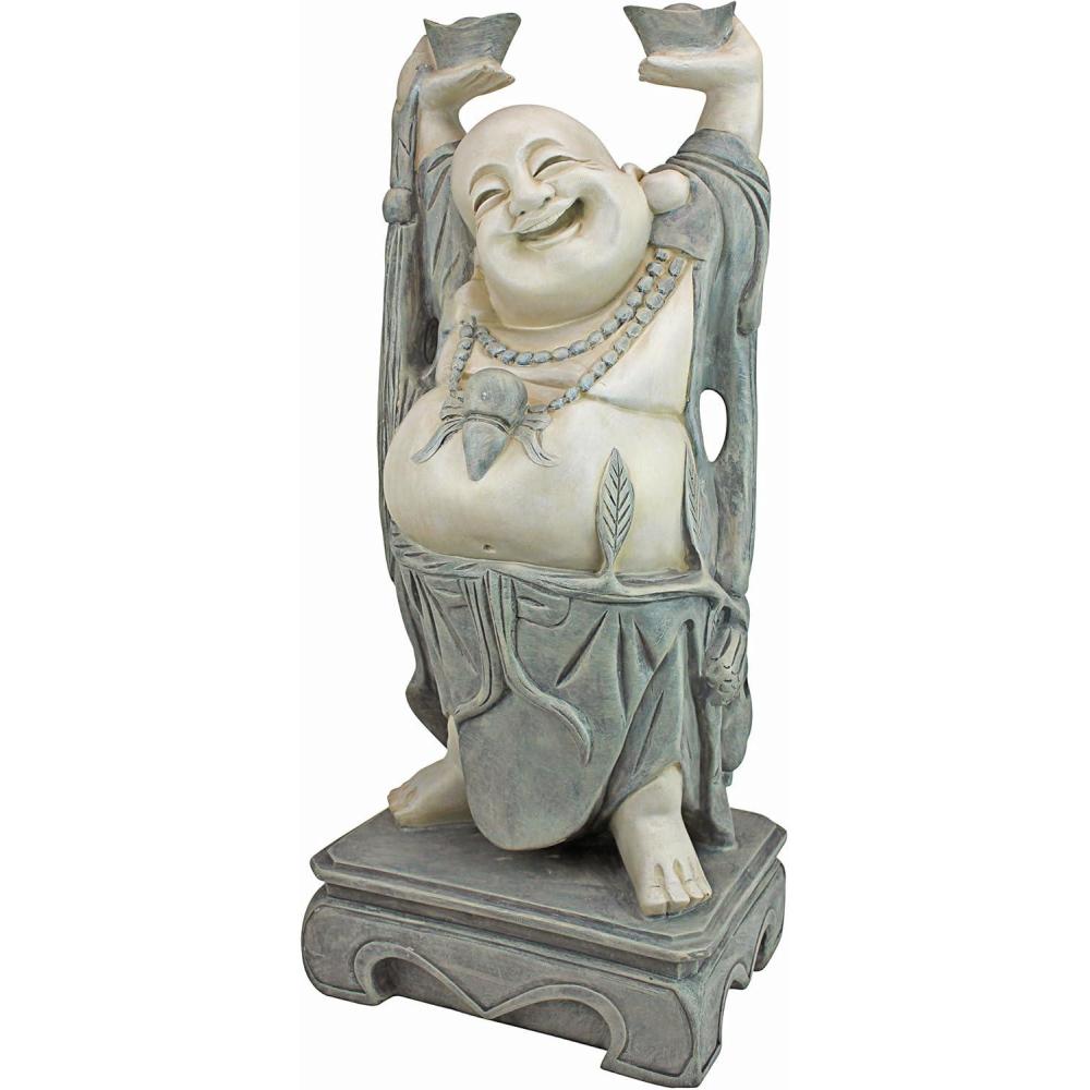 imageDesign Toscano Jolly Hotei Laughing Man Asian Decor IndoorOutdoor Garden Statue 26 inches tall Cast Stone Resin Two Tone Stone FinishJolly Hotei Laughing Buddha