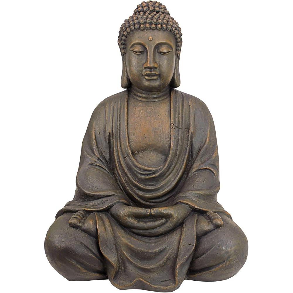 imageDesign Toscano Jolly Hotei Laughing Man Asian Decor IndoorOutdoor Garden Statue 26 inches tall Cast Stone Resin Two Tone Stone FinishMeditating Buddha