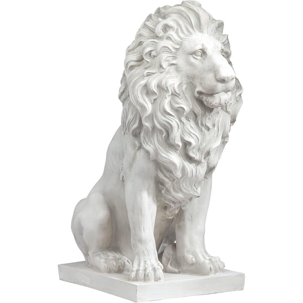 imageDesign Toscano Lion of Florence Sentinel IndoorOutdoor Animal Statue 28 Inch Tall Cast Stone Resin Antique Stone Finish