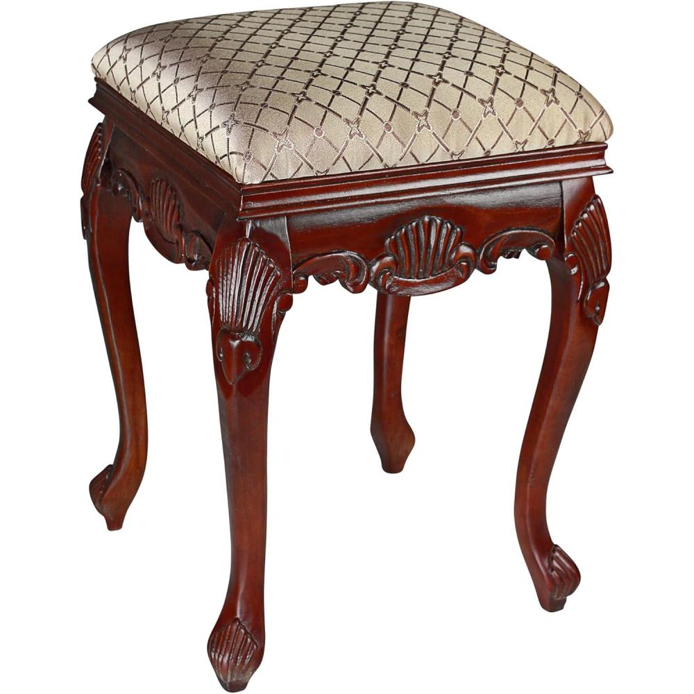 imageDesign Toscano Madame Bouvier Makeup Chair Vanity Stool Bedroom Bench WalnutDark Cherry