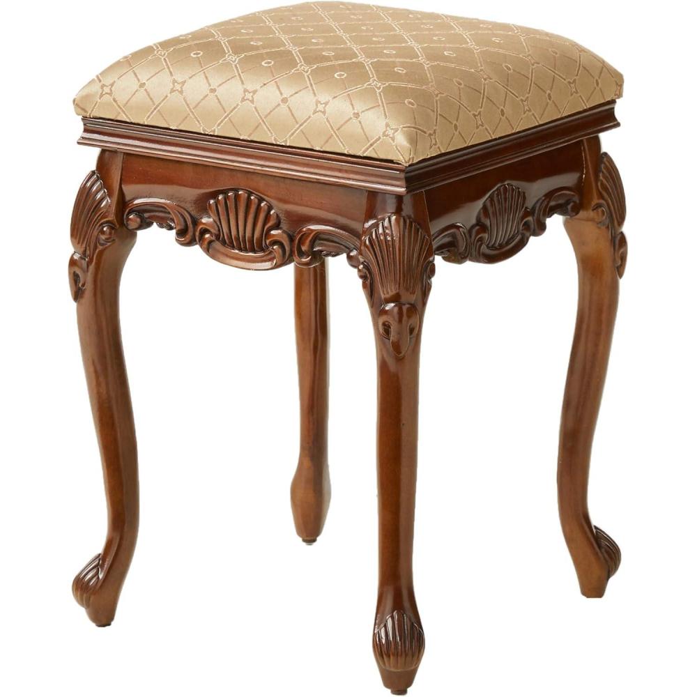 imageDesign Toscano Madame Bouvier Makeup Chair Vanity Stool Bedroom Bench WalnutWalnut