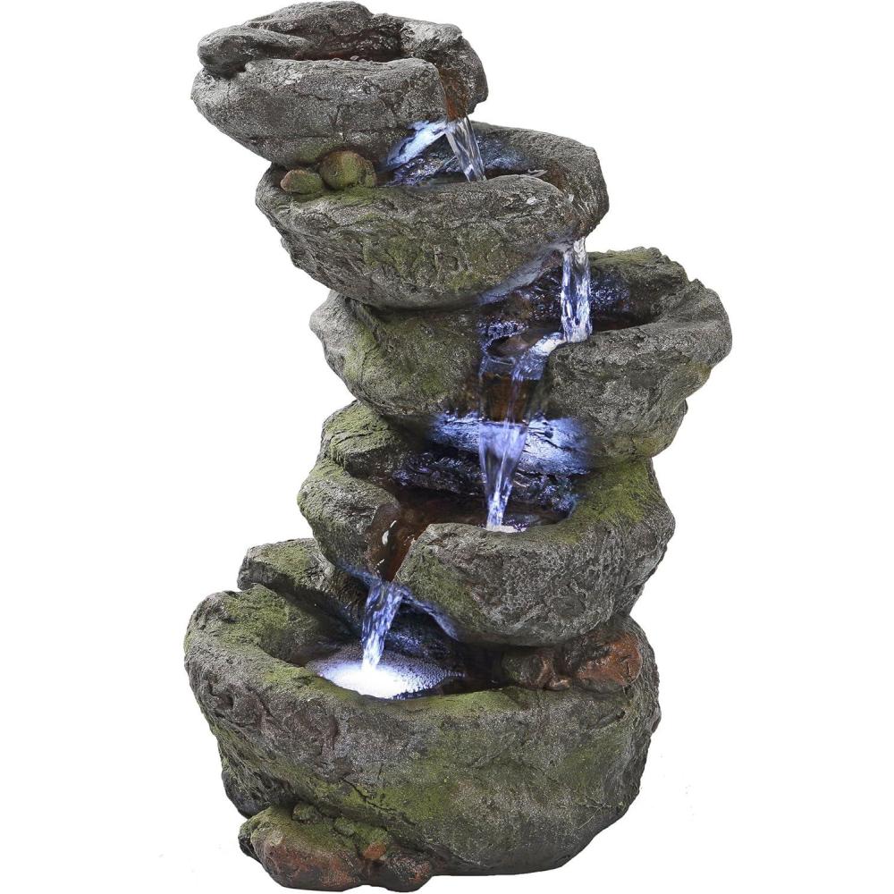 imageDesign Toscano Mesquite Falls Illuminated Garden Fountain 125 x 10 x 175Breakneck Fall Illuminated Fountain