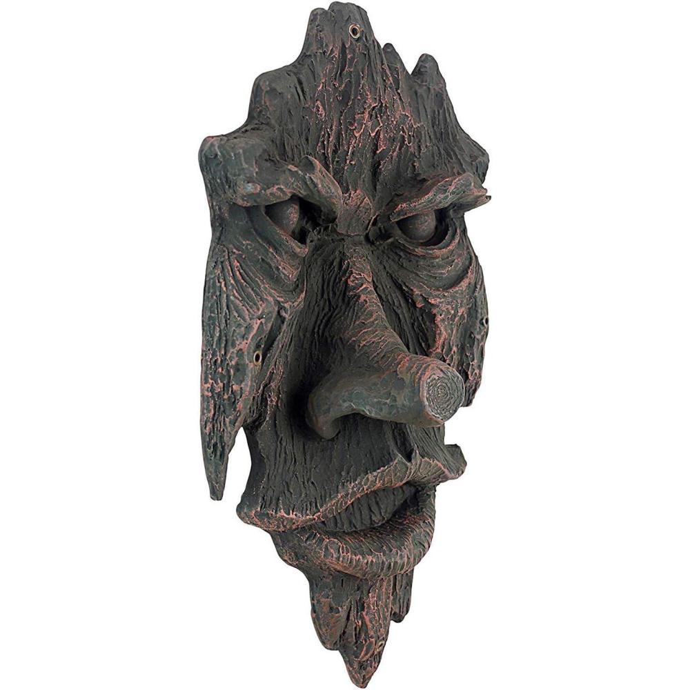 imageDesign Toscano Nottingham Woods Greenman Tree Face IndoorOutdoor Fantasy Wall Sculpture 15 inches tall Cast Stone Resin Woodtone Finish