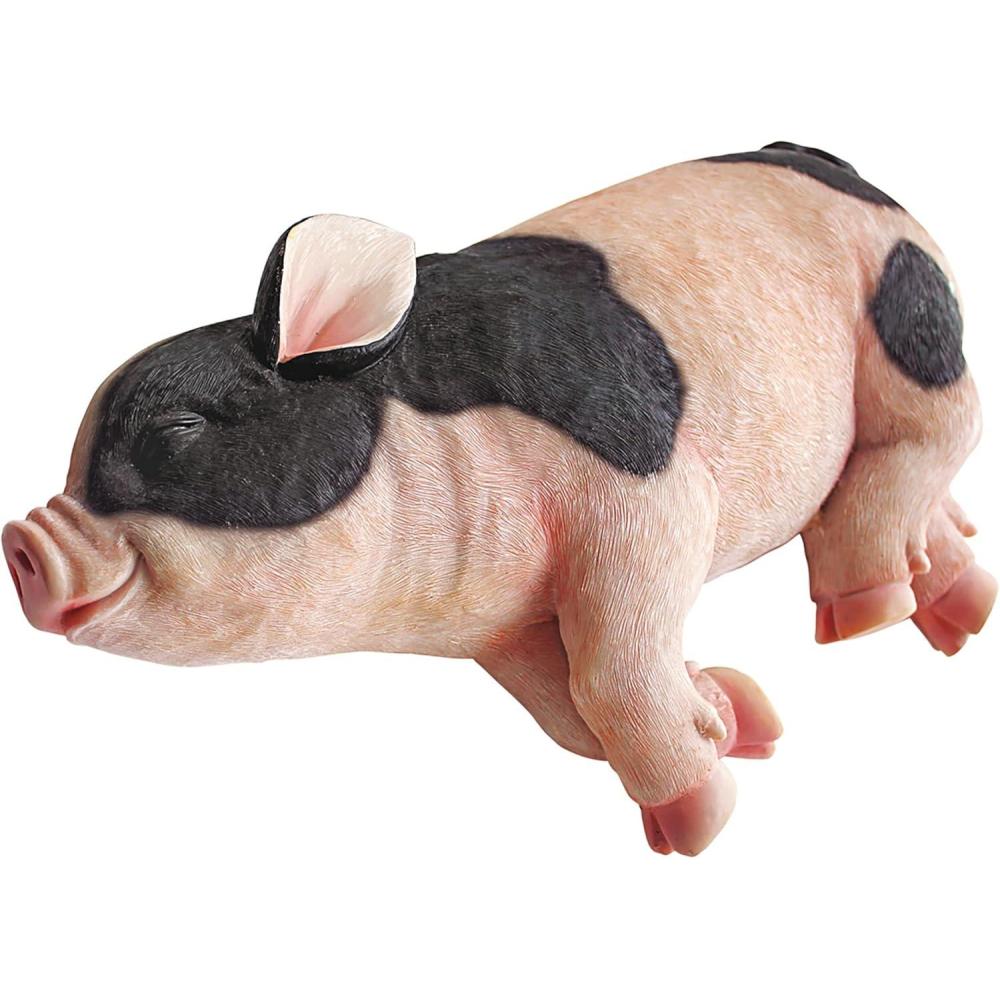 imageDesign Toscano Piggy Garden Statue Porker Multicolored 65quotWx155quotDx85quotHSleeping Pig Statue