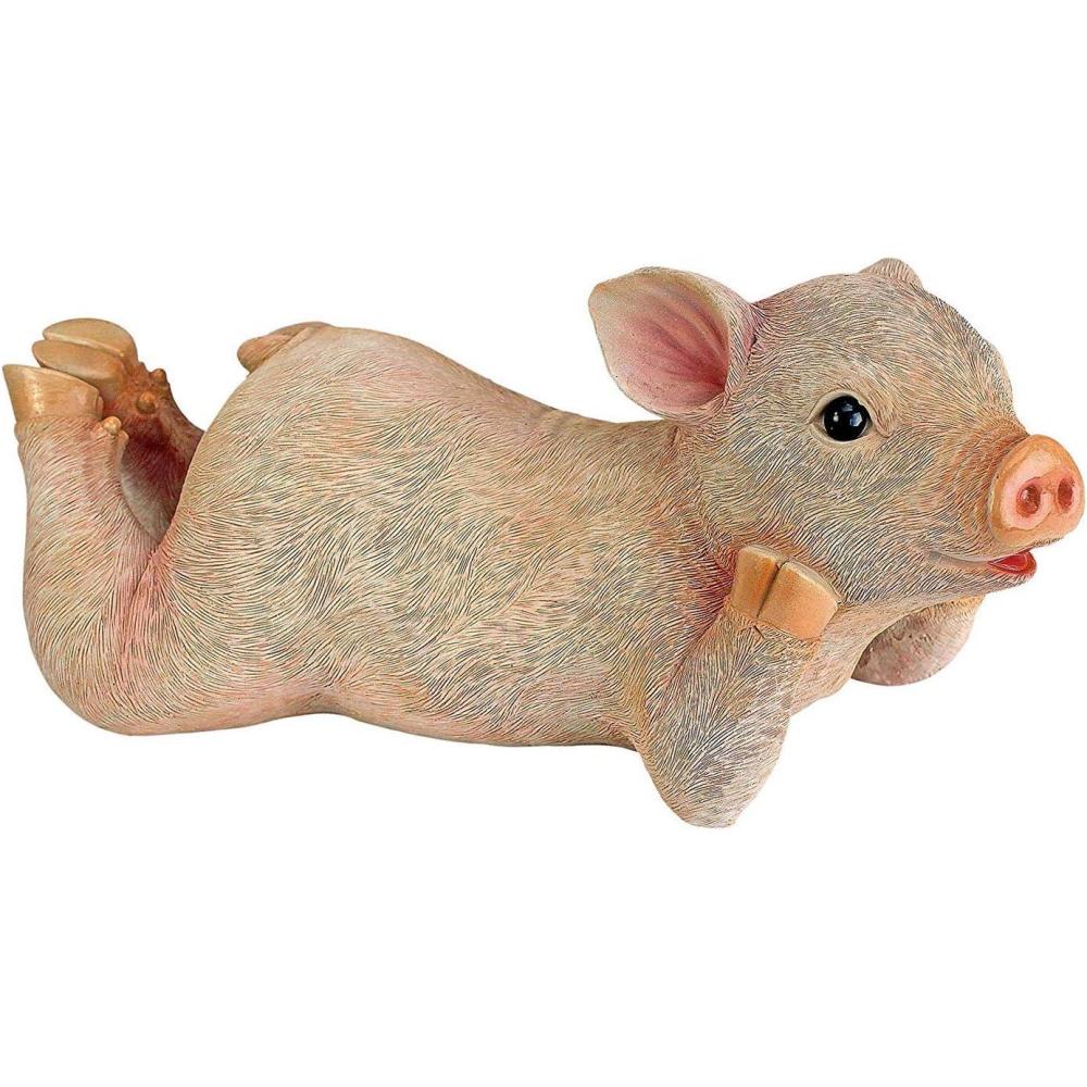 imageDesign Toscano Piggy Garden Statue Porker Multicolored 65quotWx155quotDx85quotHVogue the Lounging Pig