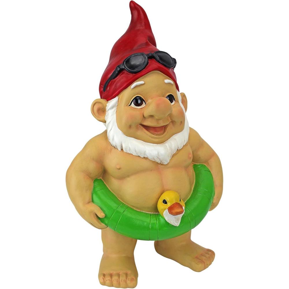 imageDesign Toscano Pinecone Percy Woodland Gnome Statue 315 InchPete Naked