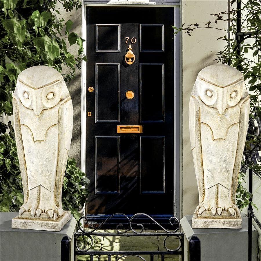 imageDesign Toscano Polar Owl Sentinel Art Deco Cubist Bird Statue Set of Two