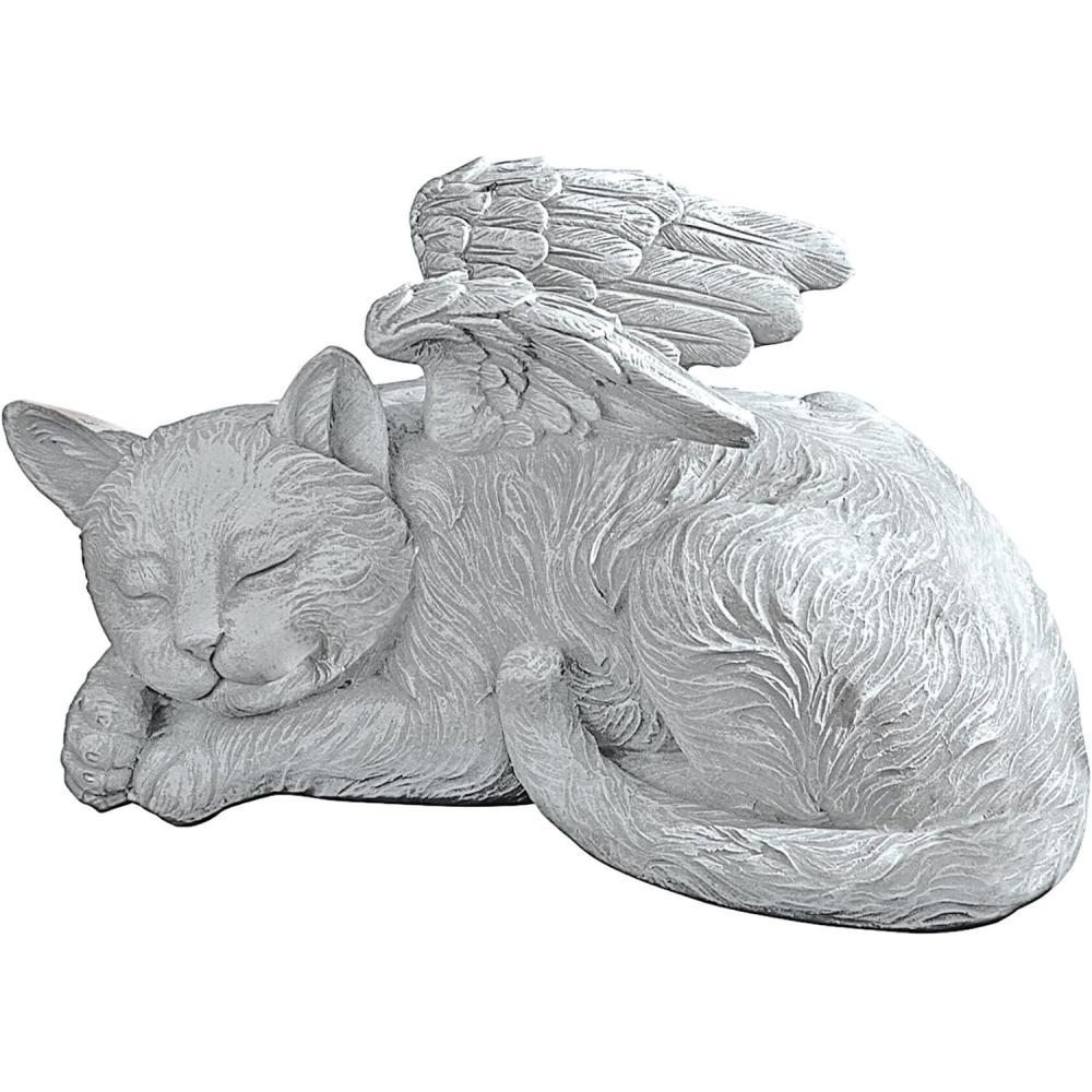 imageDesign Toscano QL6080 Cat Angel Pet Memorial Grave Marker Tribute Statue 10 Inches Wide 5 Inches Deep 5 Inches High Antique Stone FinishCat Angel