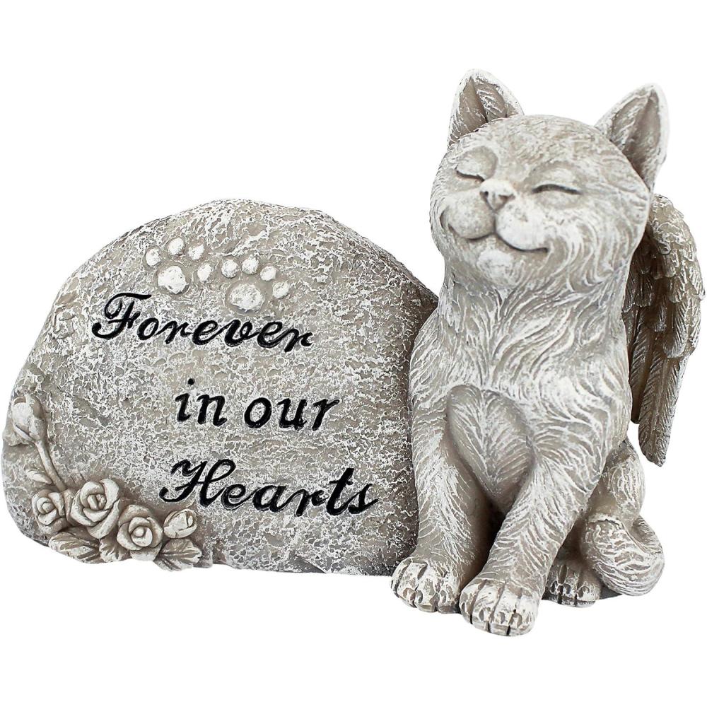 imageDesign Toscano QL6080 Cat Angel Pet Memorial Grave Marker Tribute Statue 10 Inches Wide 5 Inches Deep 5 Inches High Antique Stone FinishForever in Our Hearts