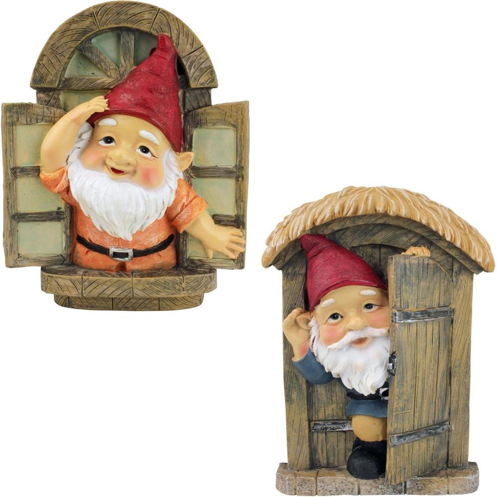 imageDesign Toscano QL94281 Knothole Welcome Gnomes Garden Tree Sculptures full colorKnothole Welcome Gnomes