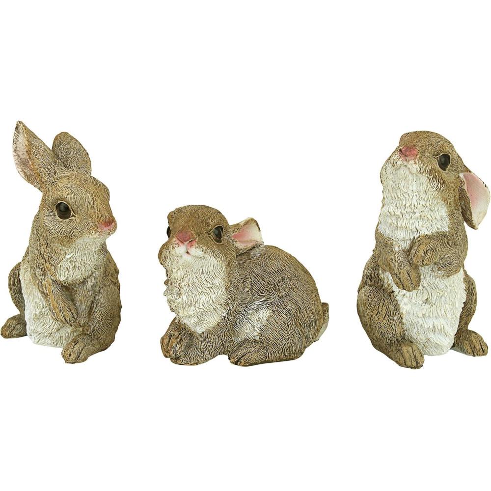 imageDesign Toscano QM92008 Bunny Den Rabbits IndoorOutdoor Set of Three Garden Animal Statues 5 Inches Tall Handcast Polyresin Full Color FinishThe Bunny Den